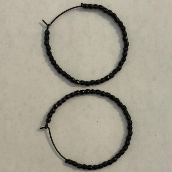 Black Hoop Earings - Picture 1 of 3